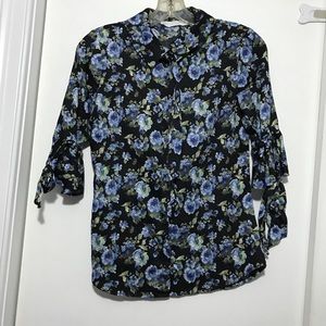 Anne Fontaine moera 3/4 floral tie Blouse button